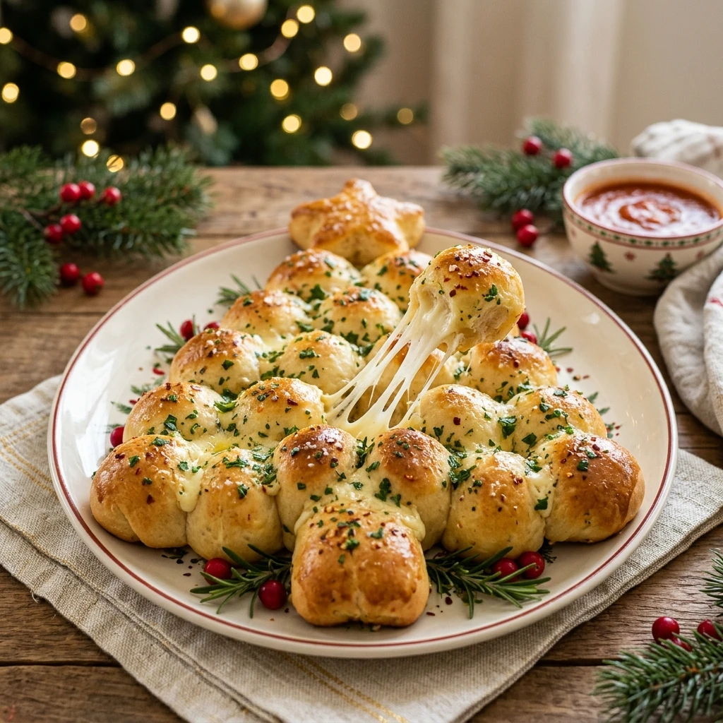 Cheesy Pull-Apart Christmas Tree Bread