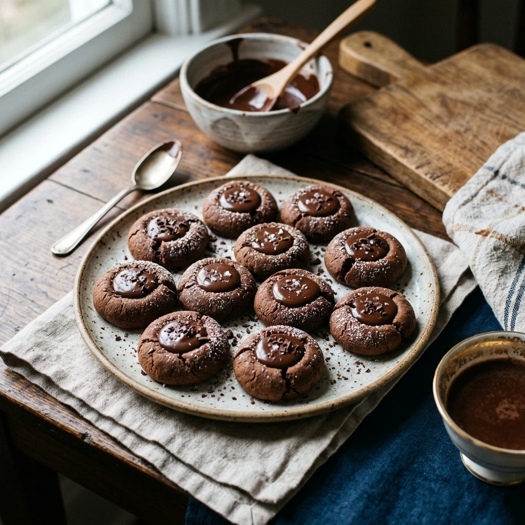 Chocolate Thumbprint Cookies