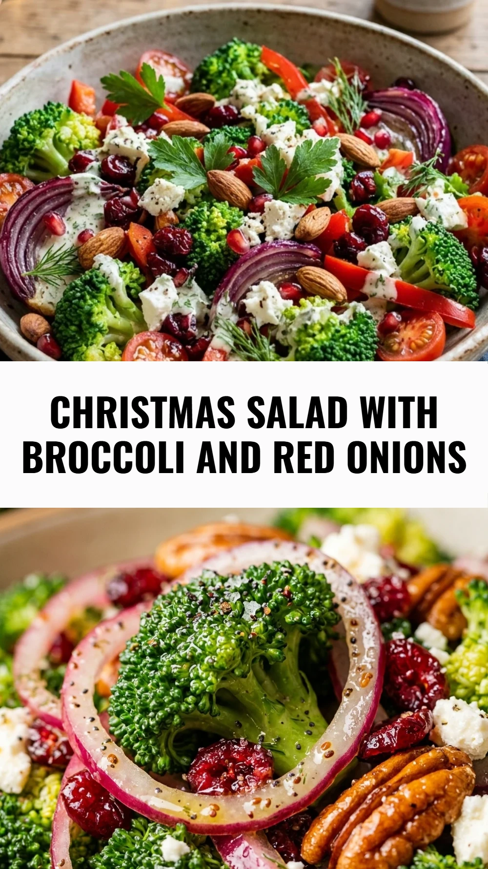 Christmas Salad with Broccoli and Red Onions