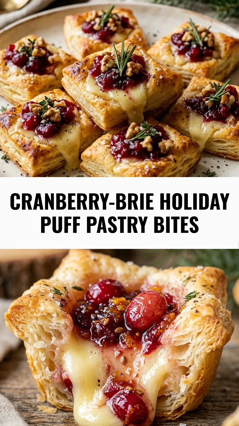 Cranberry-Brie Holiday Puff Pastry Bites