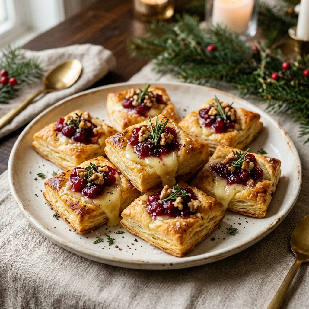 Cranberry-Brie Holiday Puff Pastry Bites