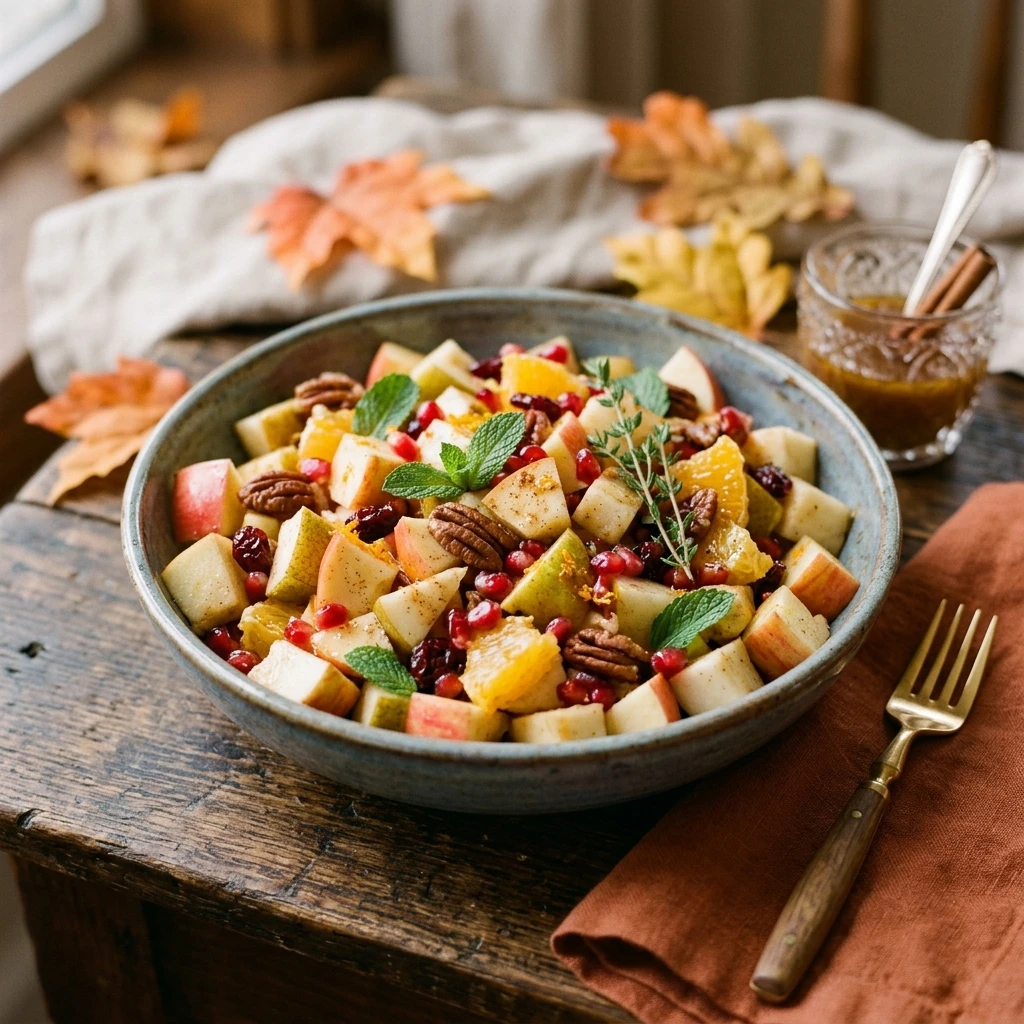 Fall Fruit Salad with Cinnamon Orange Dressing