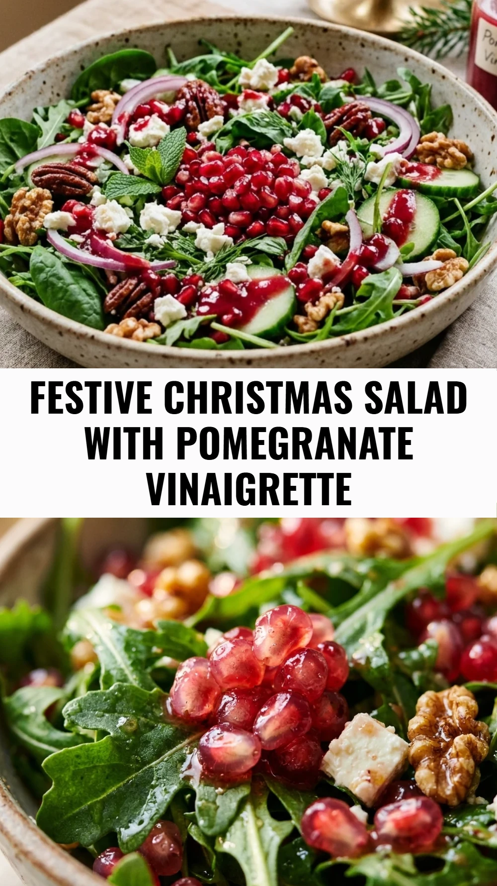 Festive Christmas Salad with Pomegranate Vinaigrette