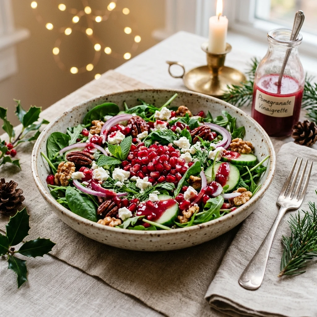Festive Christmas Salad with Pomegranate Vinaigrette