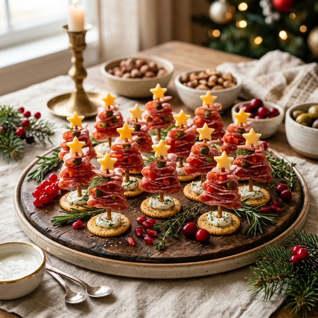 Festive Christmas Tree Salami Appetizers