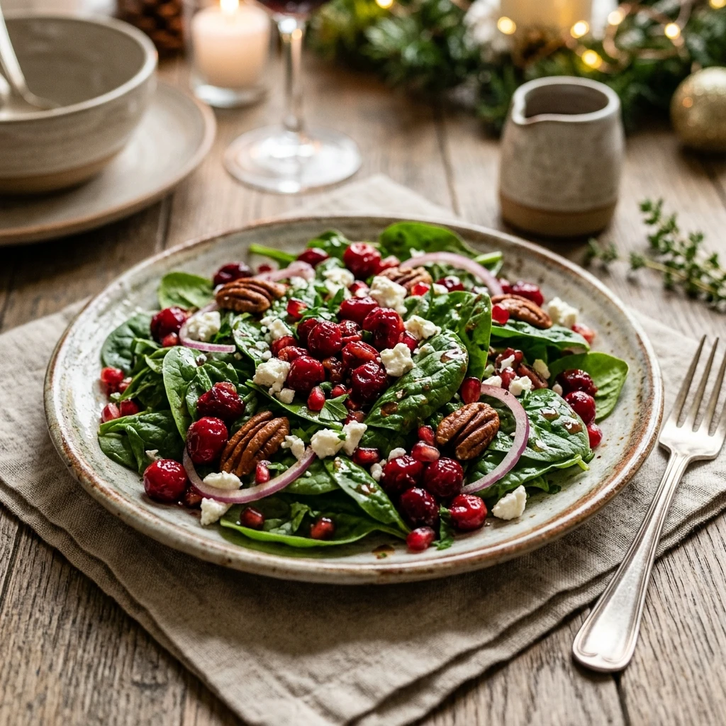 Festive Spinach Cranberry Salad