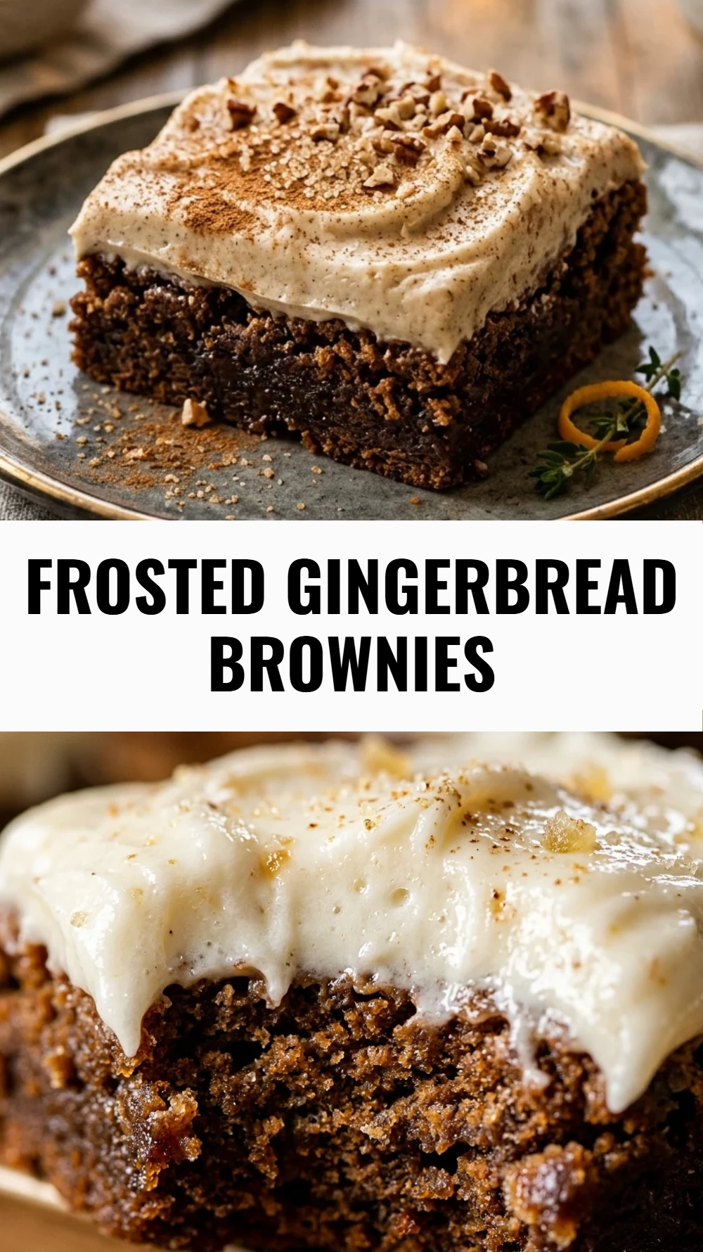 Frosted Gingerbread Brownies