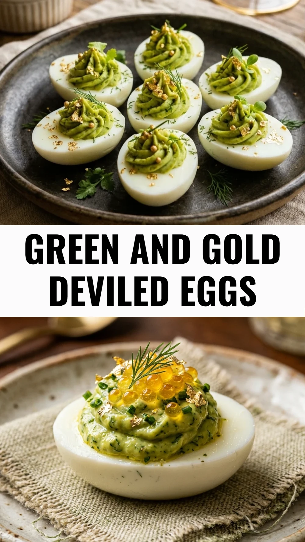 Green and Gold Deviled Eggs