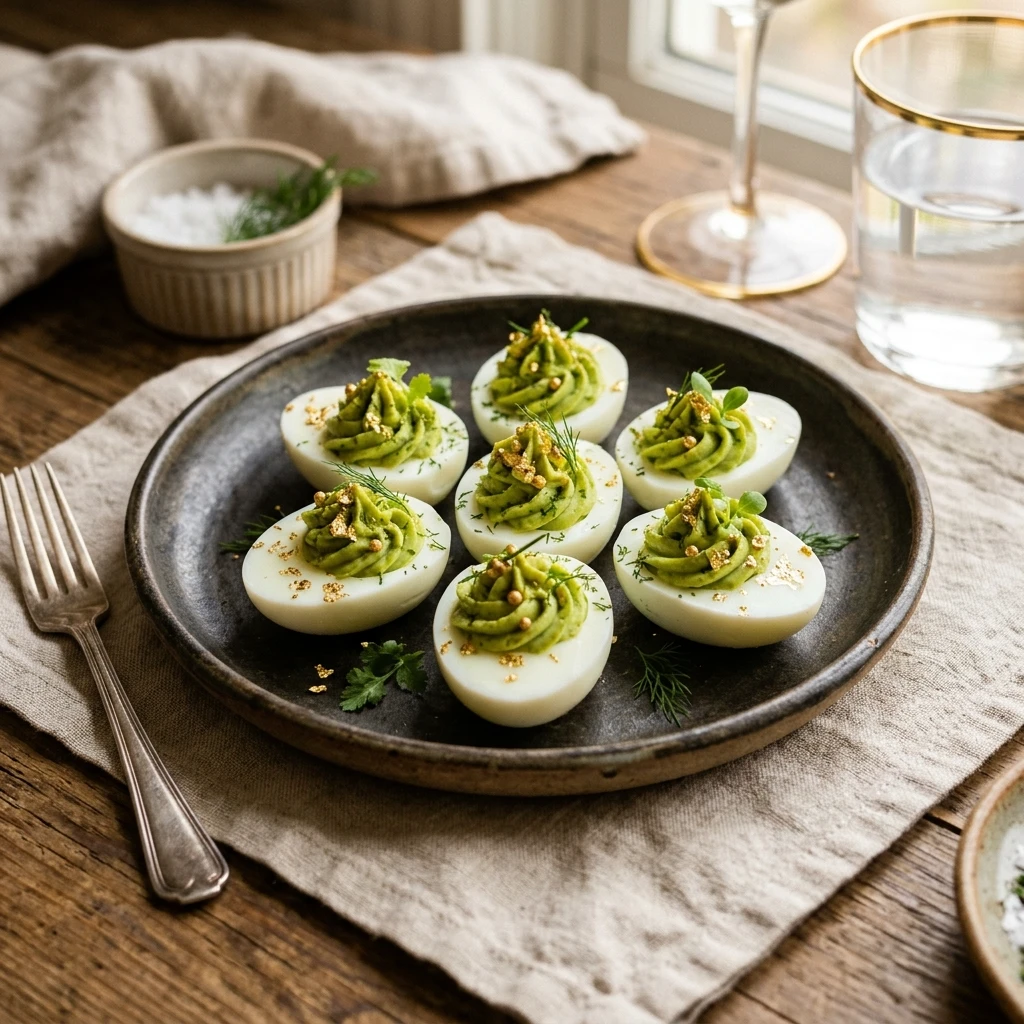 Green and Gold Deviled Eggs