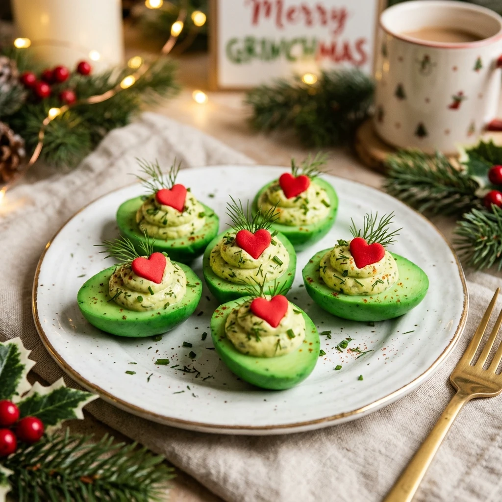 Grinch Themed Deviled Eggs