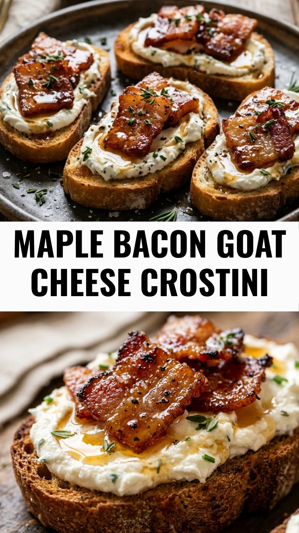 Maple Bacon Goat Cheese Crostini