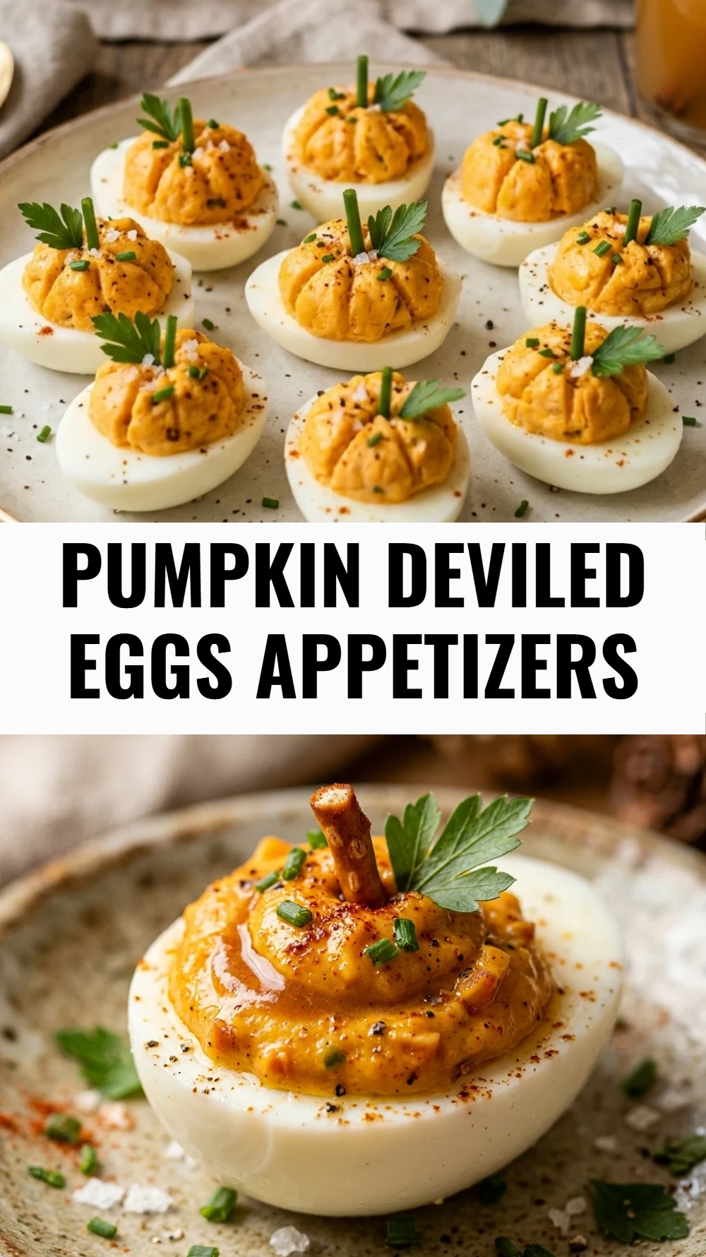 Pumpkin Deviled Eggs Appetizers