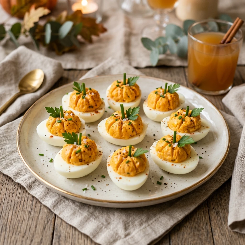Pumpkin Deviled Eggs Appetizers