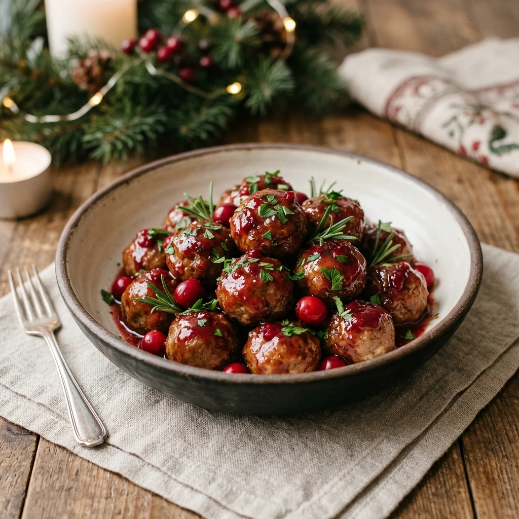 Quick Christmas Cranberry Meatballs