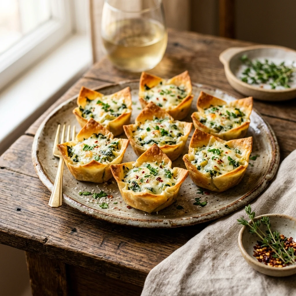 Spinach Artichoke Wonton Cups