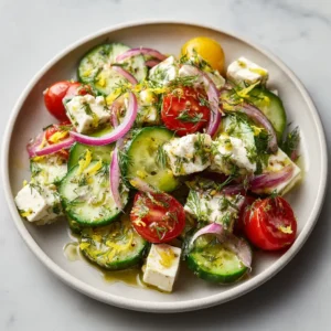 Cucumber Feta Salad With Lemon Greek Vinaigrette
