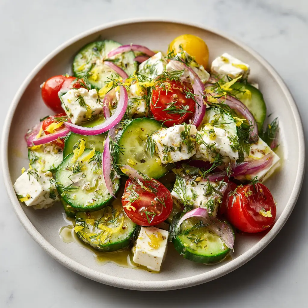 Cucumber Feta Salad With Lemon Greek Vinaigrette