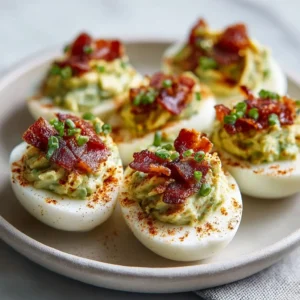Creamy Avocado Bacon Deviled Eggs Brunch Recipe