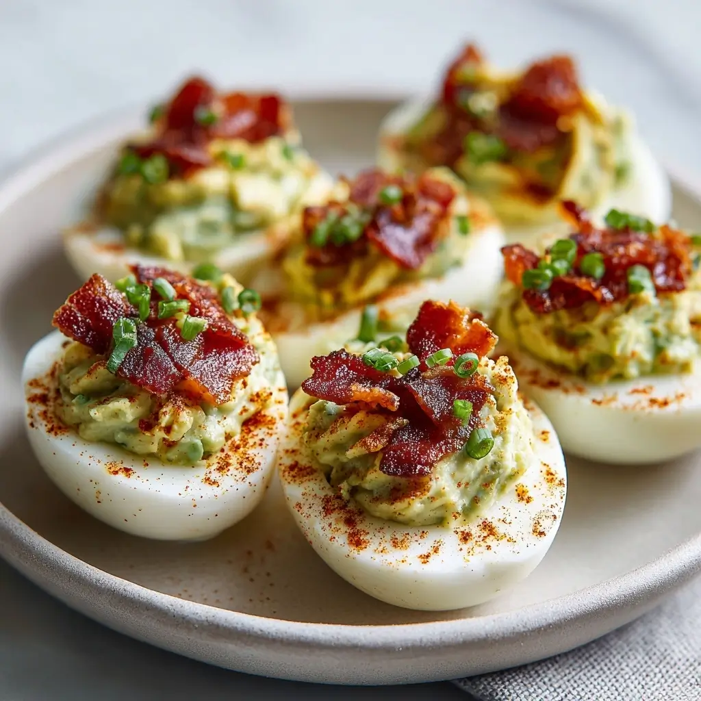 Creamy Avocado Bacon Deviled Eggs Brunch Recipe