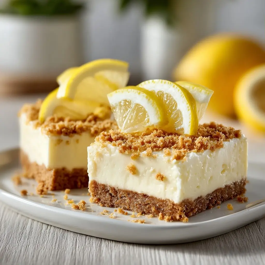 Creamy No Bake Lemon Cheesecake Bars Easy Dessert
