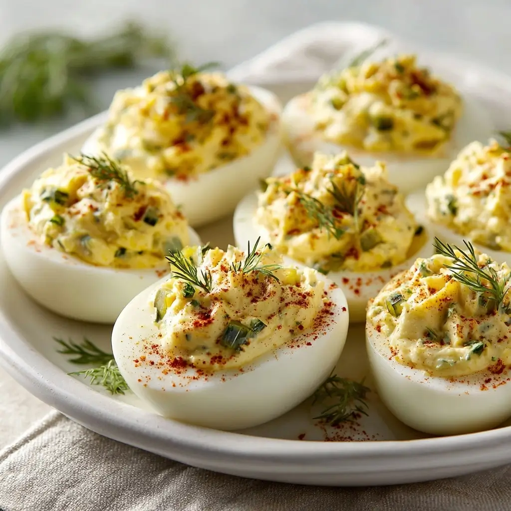 Creamy Ranch & Dill Pickle Deviled Eggs Snack Idea
