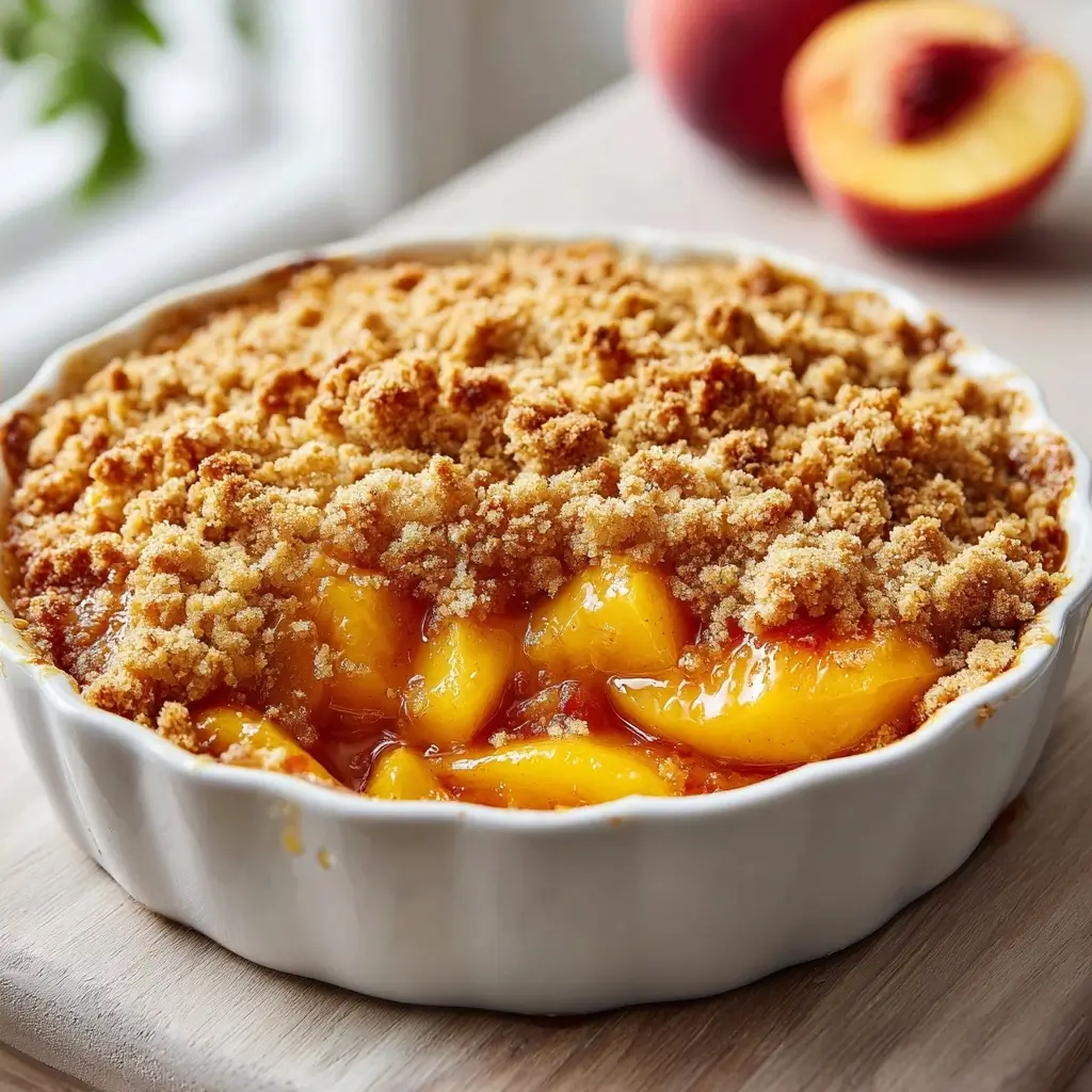 Golden Brown Peach Dump Cake Easy Summer Dessert