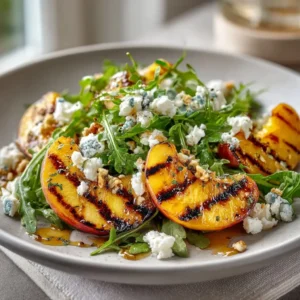 Juicy Grilled Peach & Arugula Salad With Honey