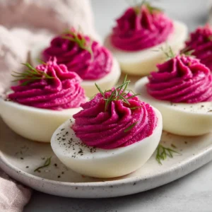 Vibrant Beet & Goat Cheese Deviled Eggs Idea
