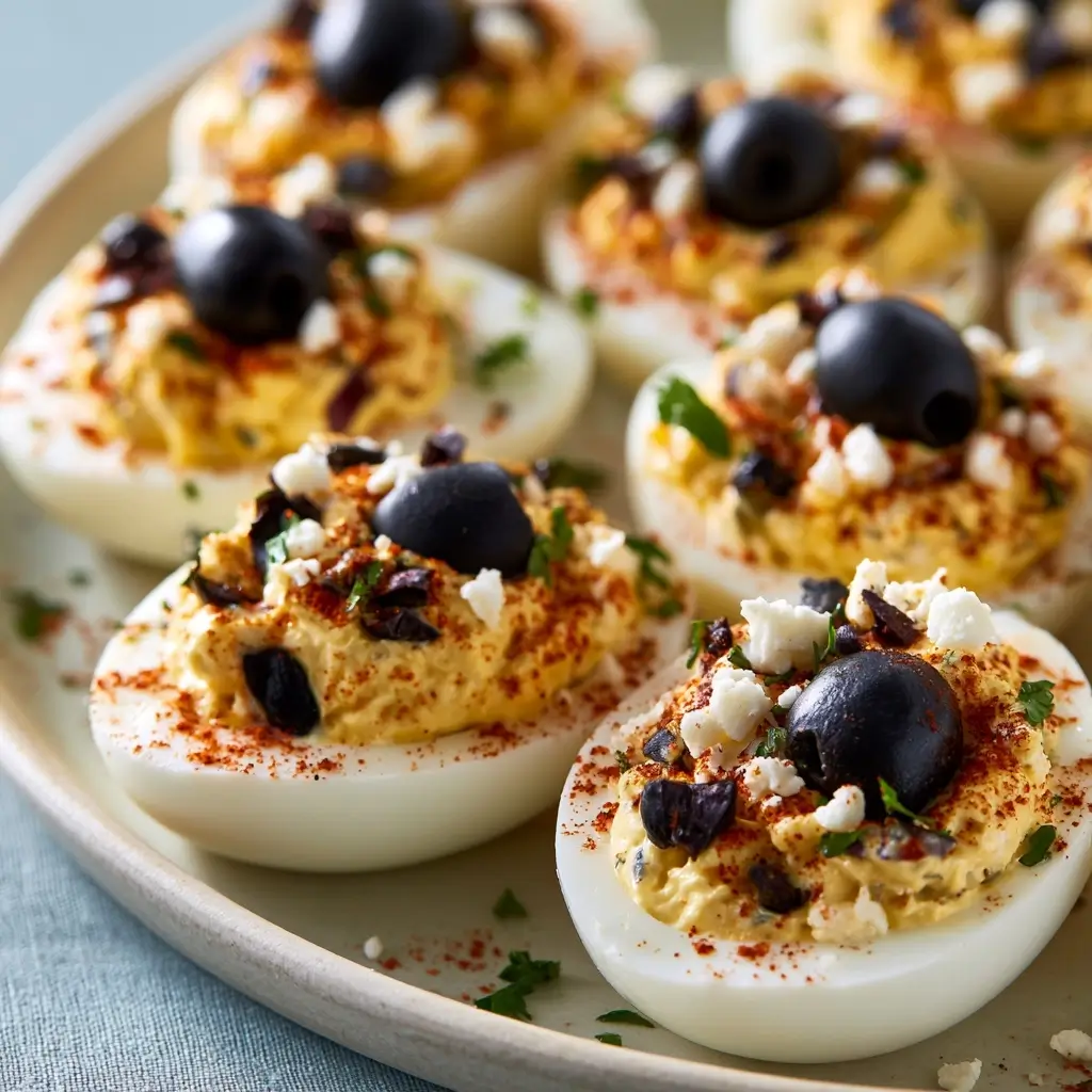 Creamy Mediterranean Deviled Eggs With Feta And Olives