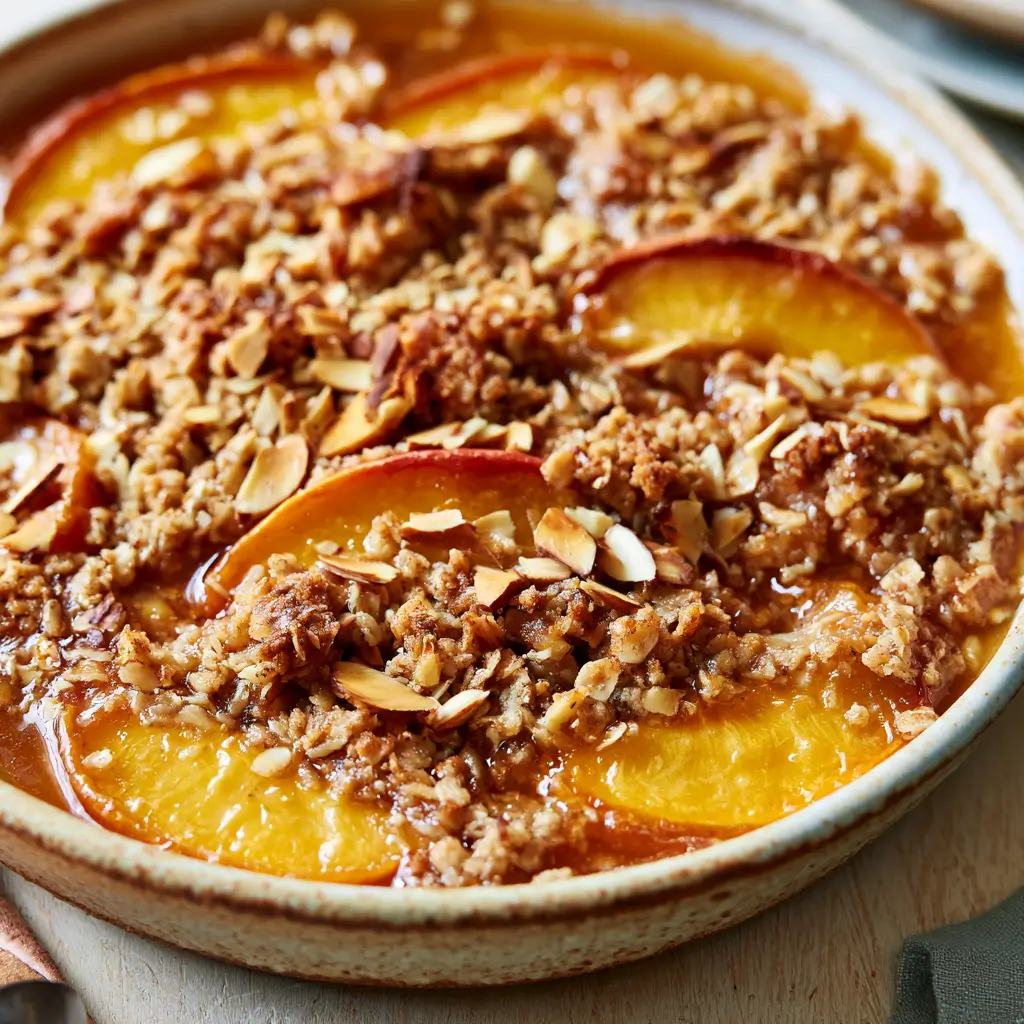 Easy No Peel Fresh Peach Crisp Recipe With Crunchy Oat Almond Streusel