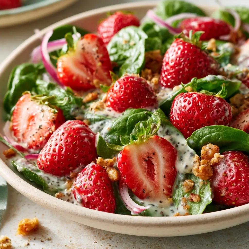 Fresh Strawberry Spinach Salad With Poppy Seed Dressing