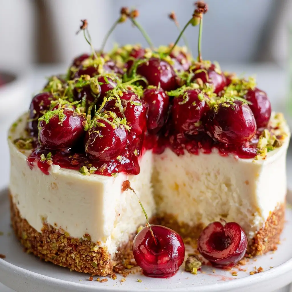Luscious Lemon Lime Cherry Pistachio Cheesecake Recipe