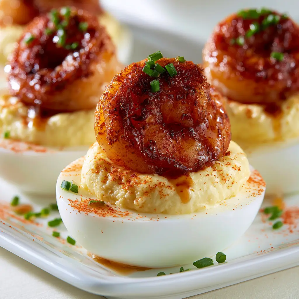 Spicy Cajun Shrimp Deviled Eggs Crowd Pleasing Appetizer