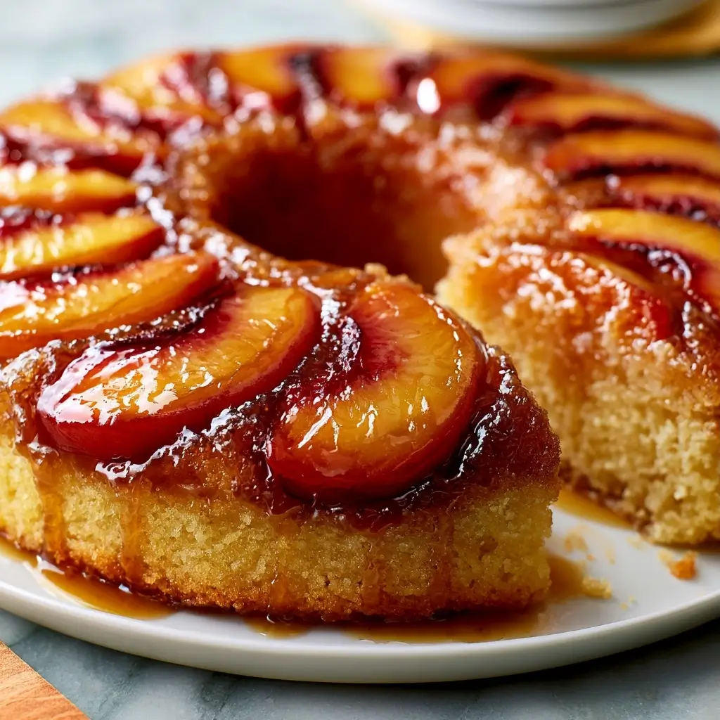 Upside Down Peach Cake