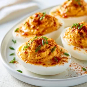 Creamy Spicy Chili Deviled Eggs