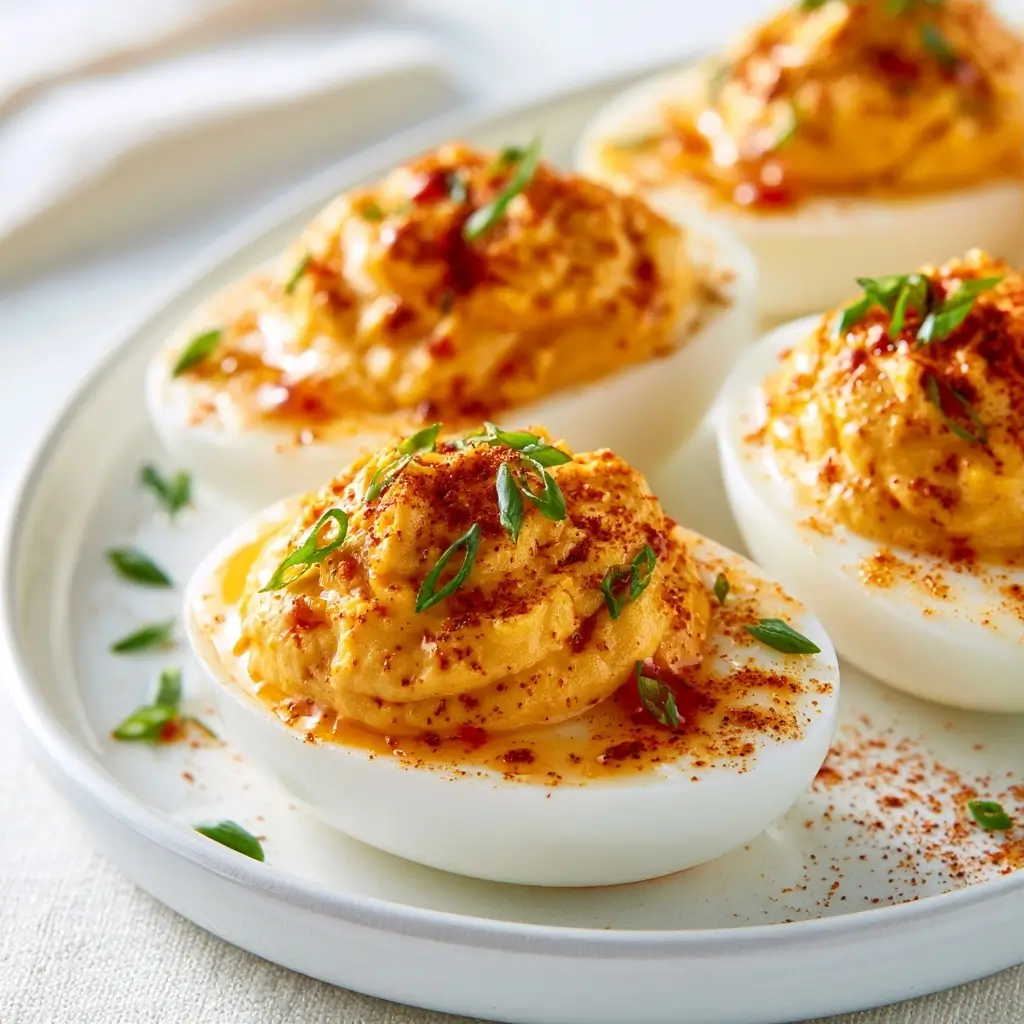 Creamy Spicy Chili Deviled Eggs
