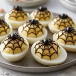 Creepy Crawly Spider Web Deviled Eggs