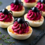 Halloween Deviled Eggs With Beet Dyed Filling