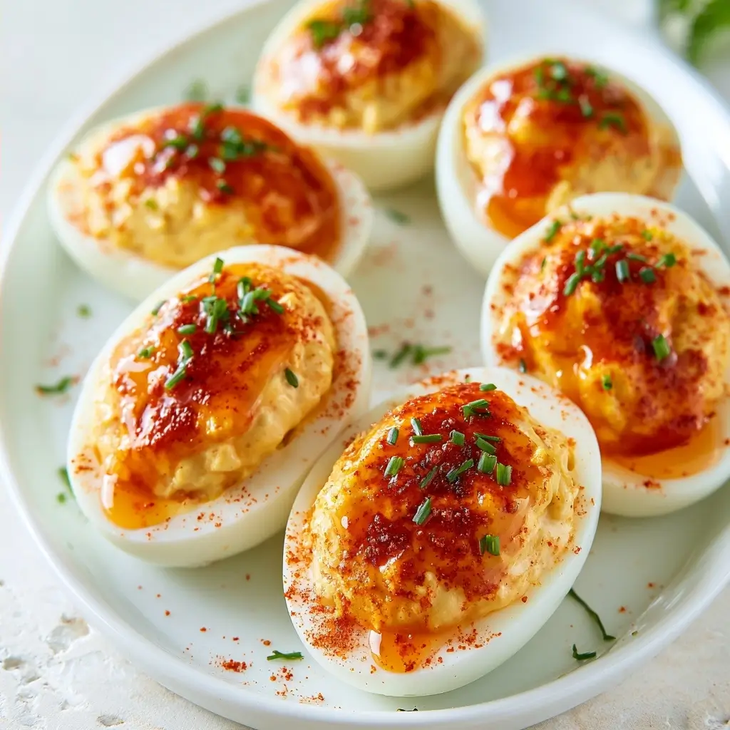 Honey Sriracha Deviled Eggs For Labor Day Platters