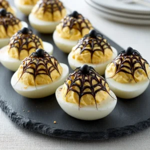 Spooky Spiderweb Deviled Eggs