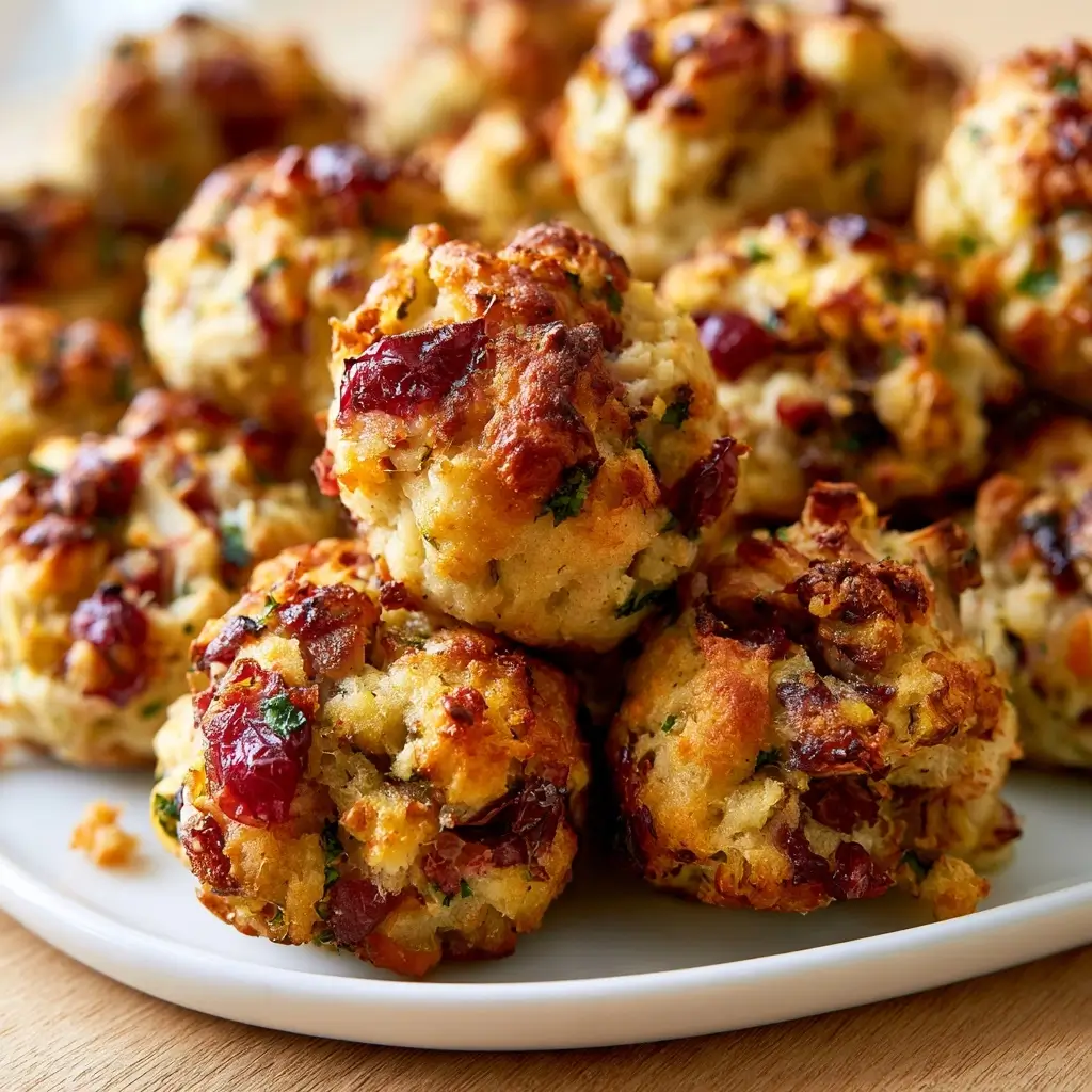 Cranberry Turkey Stuffing Balls | Thanksgiving Appetizer