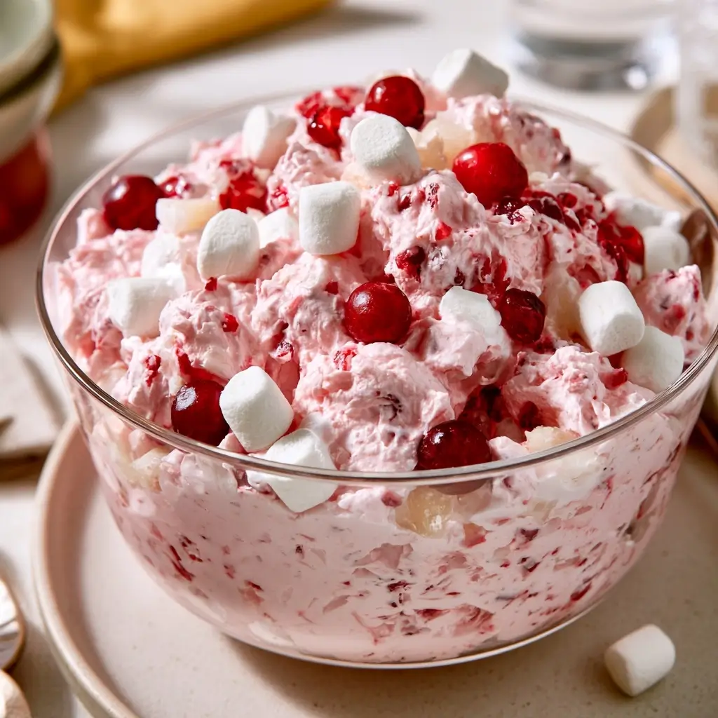 Festive Cranberry Fluff Salad | Perfect For Any Potluck Or Holiday Gathering