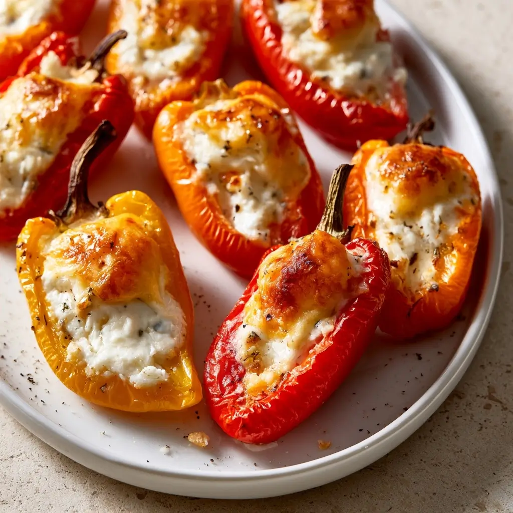 Roasted Goat Cheese Stuffed Mini Peppers Appetizer For Thanksgiving