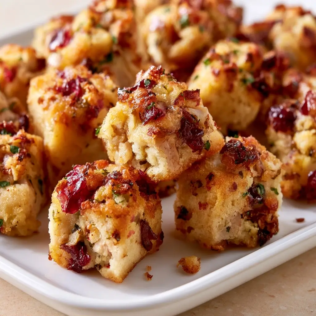 Savory Turkey Cranberry Stuffing Bites Appetizers For Thanksgiving