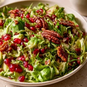 Shaved Brussels Sprout Salad With Pomegranate And Candied Pecans | Thanksgiving Salad