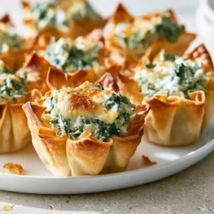 Spinach Artichoke Wonton Cups | Easy Holiday Appetizer