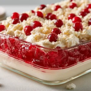 Tangy Cranberry Jello Salad With Cream Cheese Topping For Thanksgiving