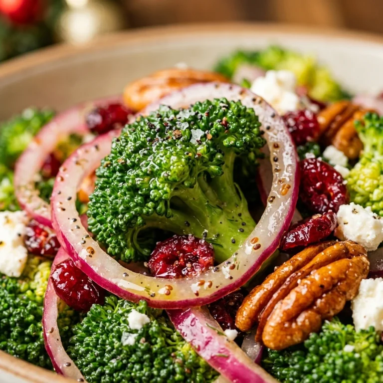 Christmas Salad with Broccoli and Red Onions