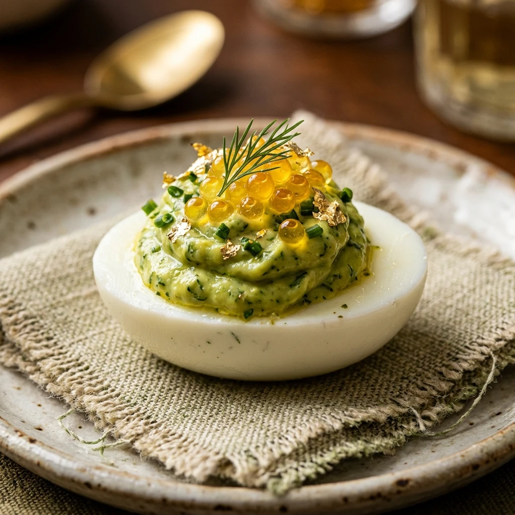 Green and Gold Deviled Eggs