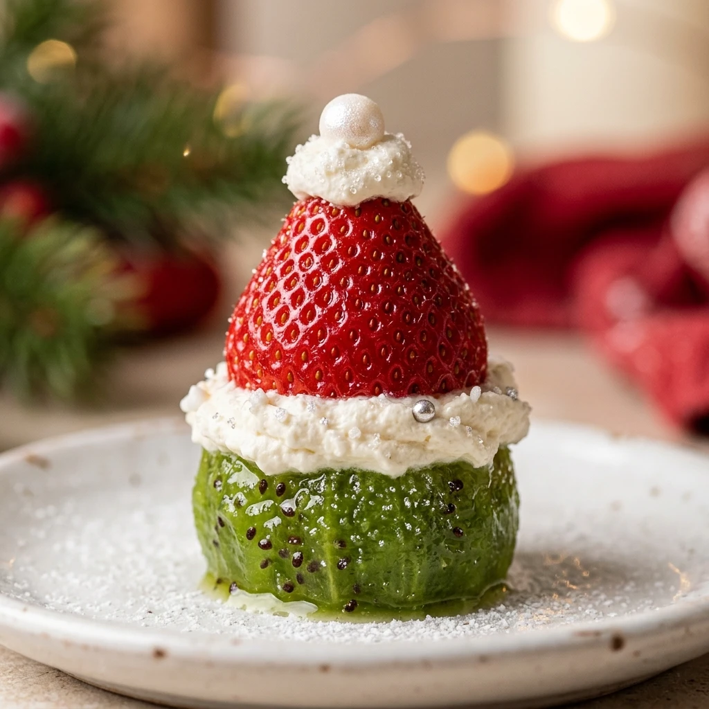 Grinch-Inspired Santa Hat Fruit Bites